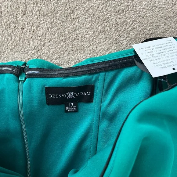 Betsy and Adam off the shoulder new with tags green size 14 dress - Picture 7 of 10